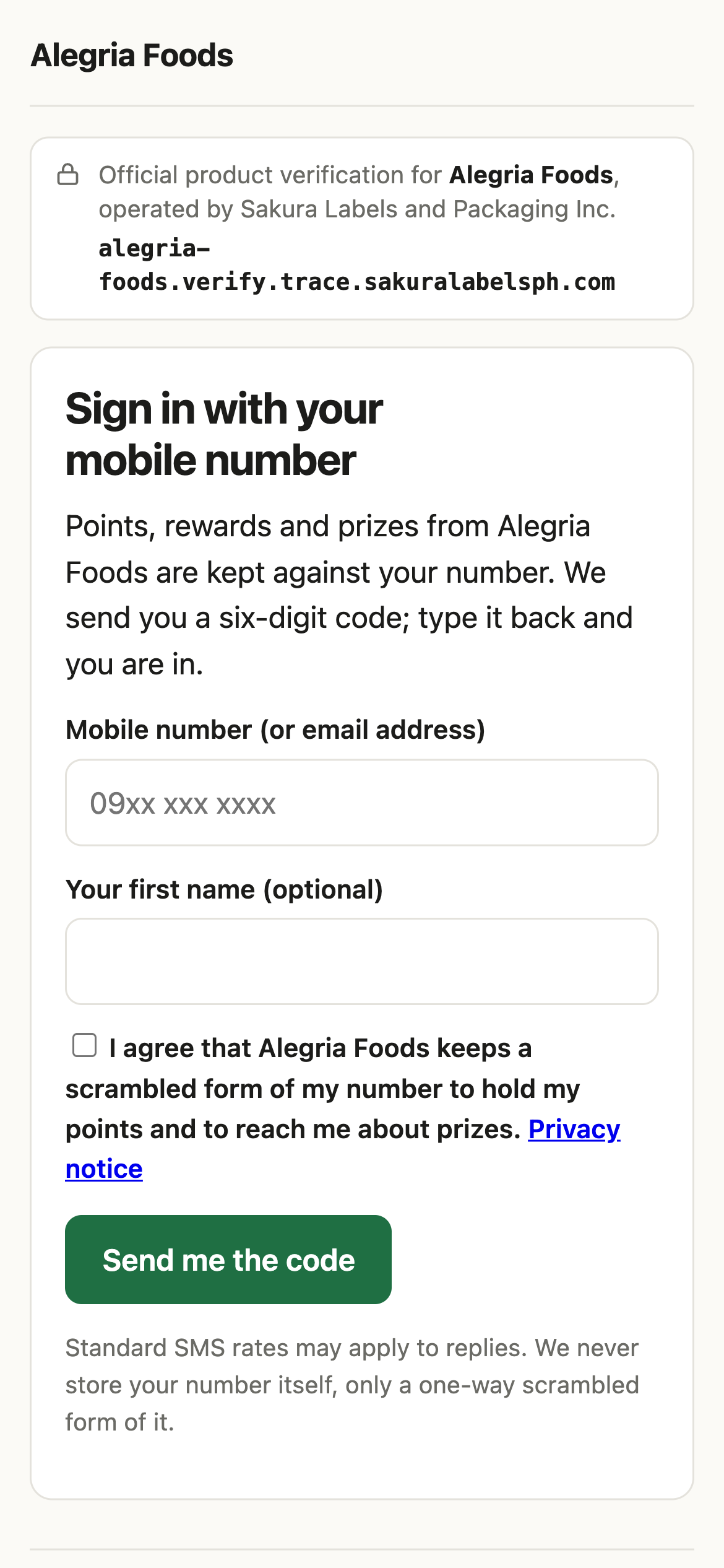 Sign in with a mobile number