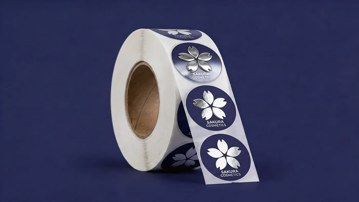 A roll of chrome label stock.